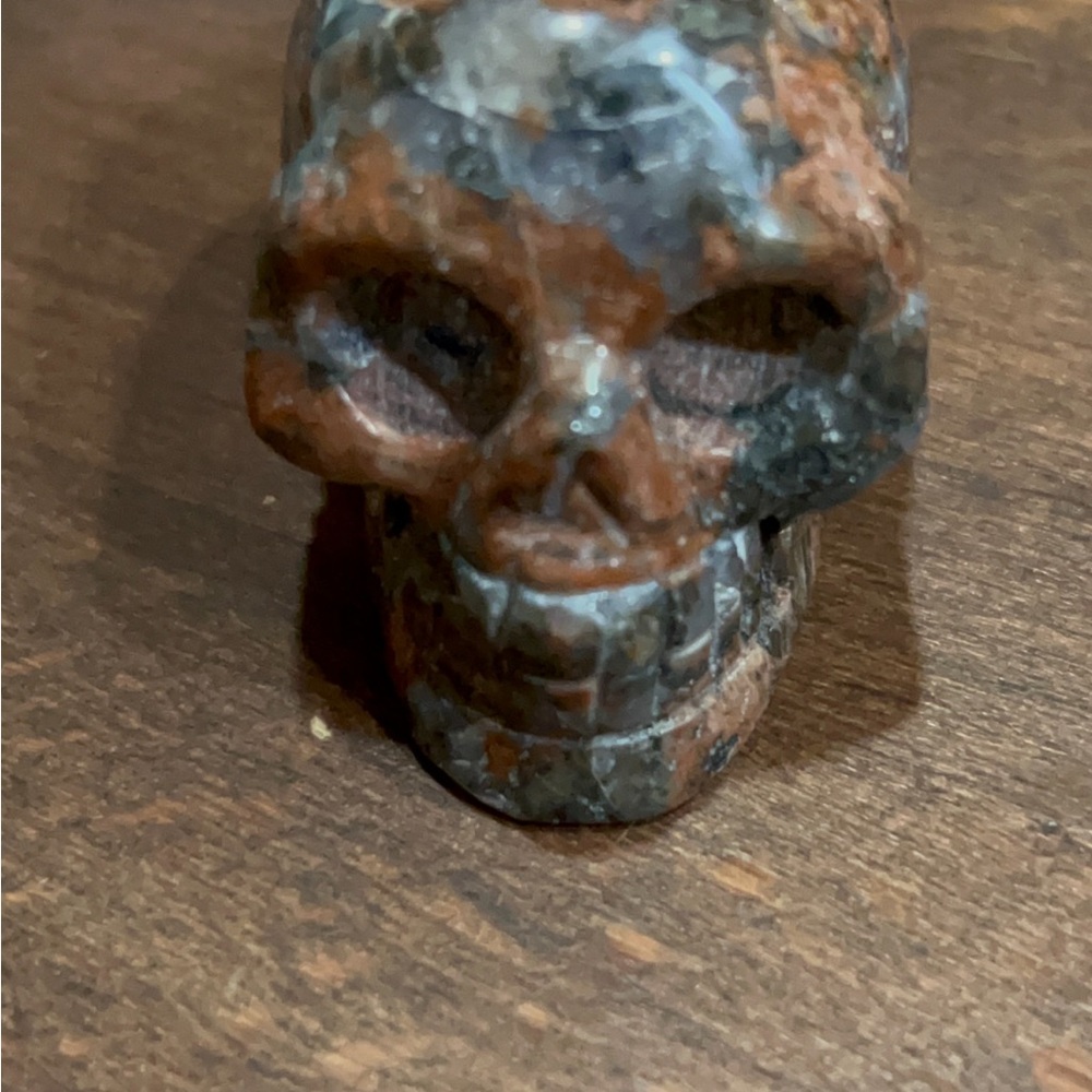 Handcrafted Multicolor Stone Skull Sculpture